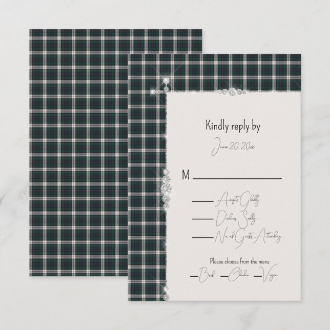 Black Watch Dress Tartan Scottish Tartan  RSVP Card (Front/Back)