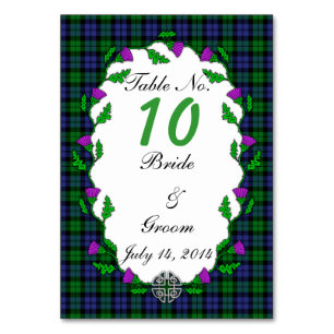 Black Watch Military Celtic Wedding Table Number