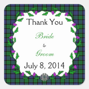 Black Watch Military Celtic Wedding Thank You Square Sticker