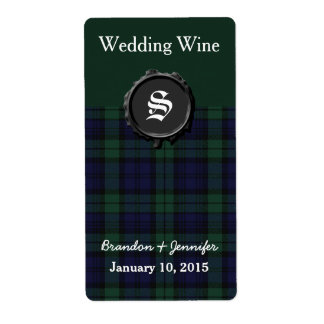 Black Watch Plaid Wedding Mini Wine Labels