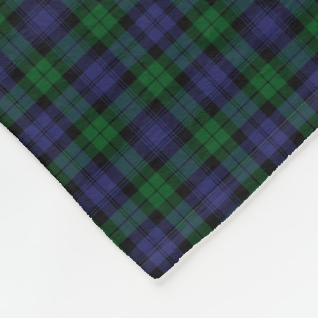 Black Watch Regiment Tartan Scottish Plaid Pattern Fleece Blanket (Corner)