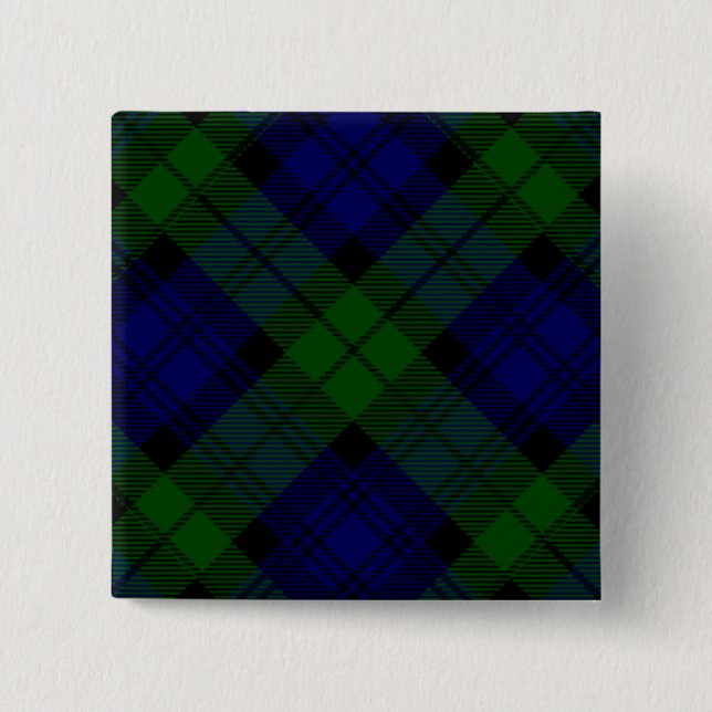 Black Watch Tartan Blue Green Plaid 15 Cm Square Badge (Front)