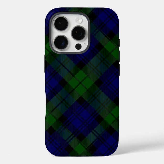 Black Watch Tartan Blue Green Plaid Case-Mate iPhone Case (Back)
