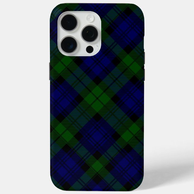 Black Watch Tartan Blue Green Plaid Case-Mate iPhone Case (Back)