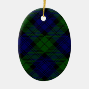Black Watch Tartan Blue Green Plaid Ceramic Tree Decoration