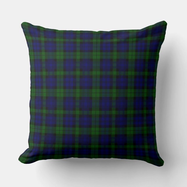 Black Watch Tartan Blue Green Plaid Cushion (Front)
