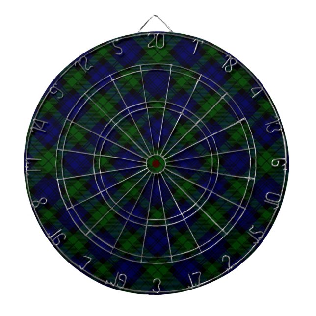 Black Watch Tartan Blue Green Plaid Dartboard (Front)