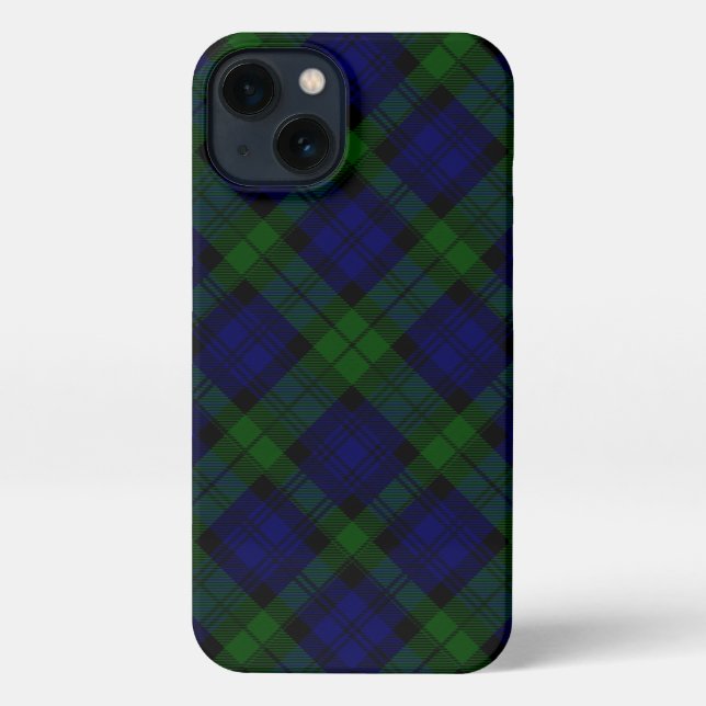 Black Watch Tartan Blue Green Plaid iPhone Case (Back)