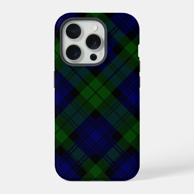 Black Watch Tartan Blue Green Plaid iPhone Case (Back)