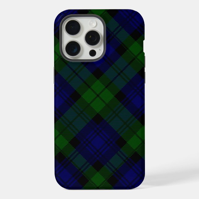 Black Watch Tartan Blue Green Plaid iPhone Case (Back)