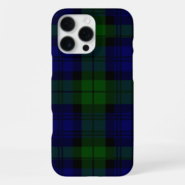 Black Watch Tartan Blue Green Plaid iPhone Case (Back)