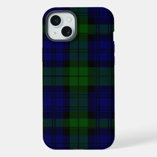 Black Watch Tartan Blue Green Plaid iPhone 15 Plus Case