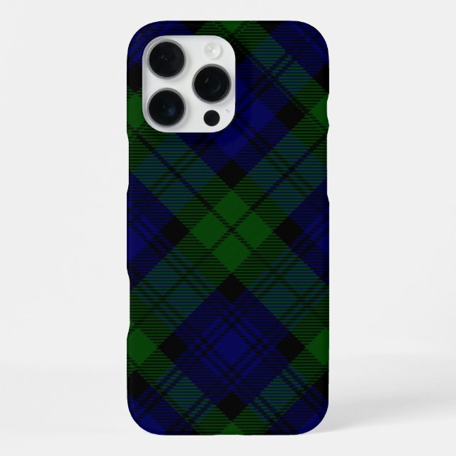 Black Watch Tartan Blue Green Plaid iPhone Case (Back)