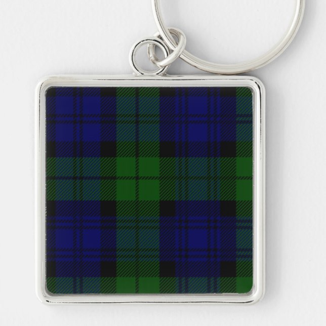 Black Watch Tartan Blue Green Plaid Key Ring (Front)