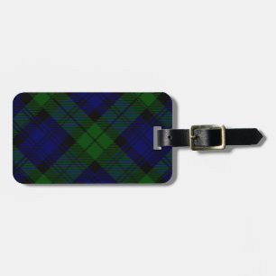 Black Watch Tartan Blue Green Plaid Luggage Tag