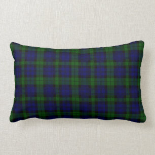 Black Watch Tartan Blue Green Plaid Lumbar Cushion