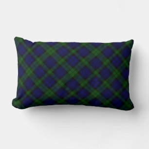 Black Watch Tartan Blue Green Plaid Lumbar Cushion