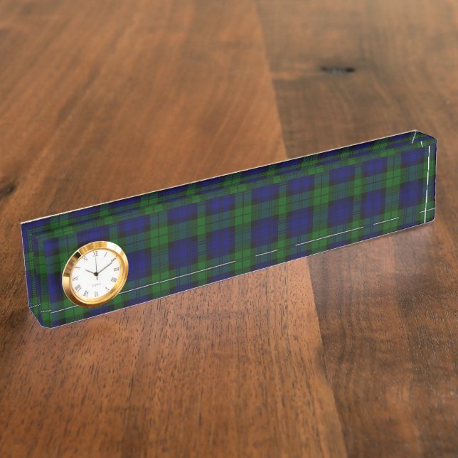 Black Watch Tartan Blue Green Plaid Nameplate (Side)