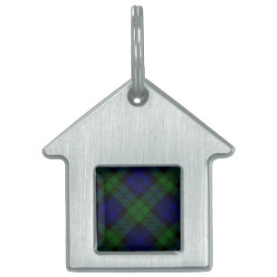 Black Watch Tartan Blue Green Plaid Pet Name Tag