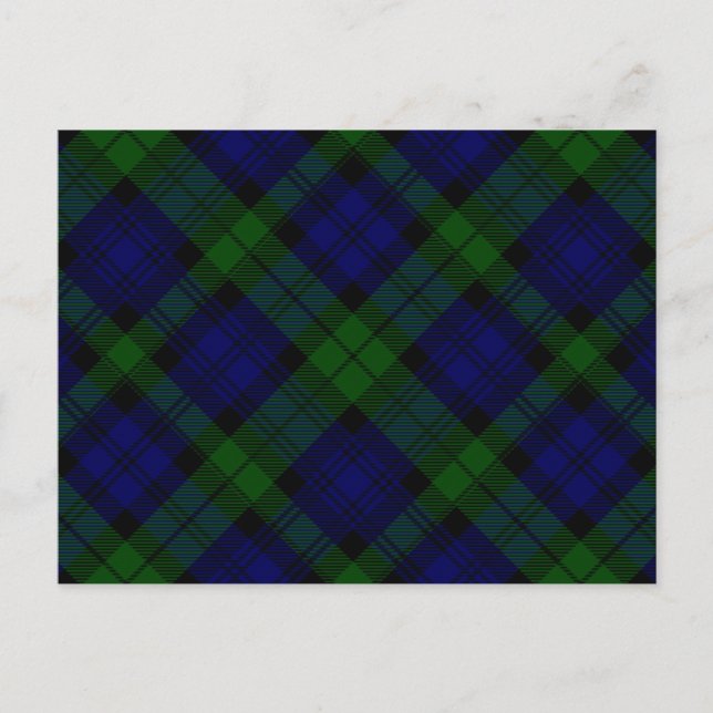 Black Watch Tartan Blue Green Plaid Postcard (Front)
