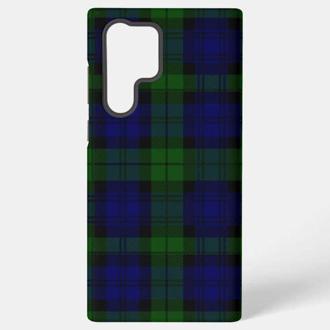 Black Watch Tartan Blue Green Plaid Samsung Galaxy S22 Ultra Case (Back)