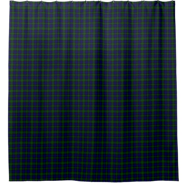 Black Watch Tartan Blue Green Plaid Shower Curtain (Front)
