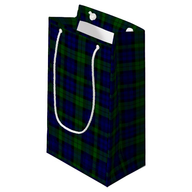 Black Watch Tartan Blue Green Plaid Small Gift Bag (Front Angled)
