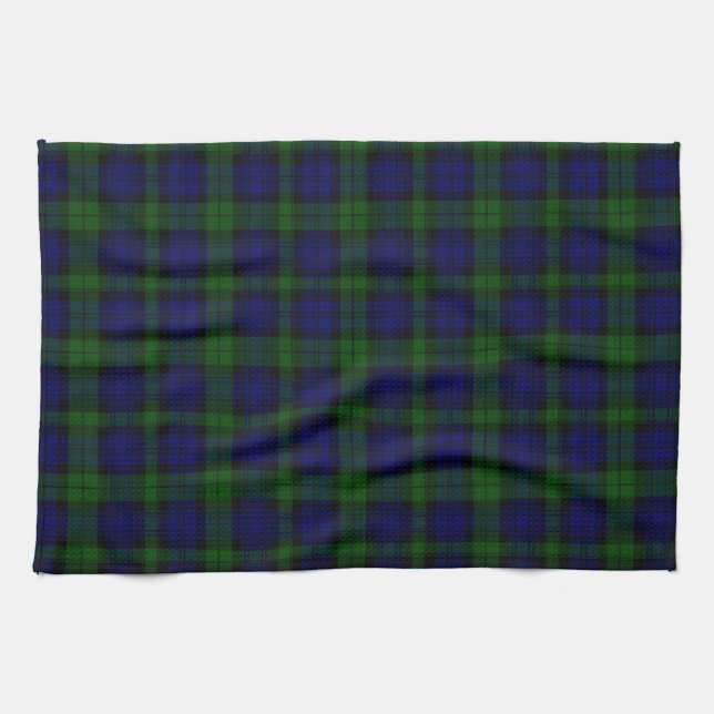 Black Watch Tartan Blue Green Plaid Tea Towel (Horizontal)