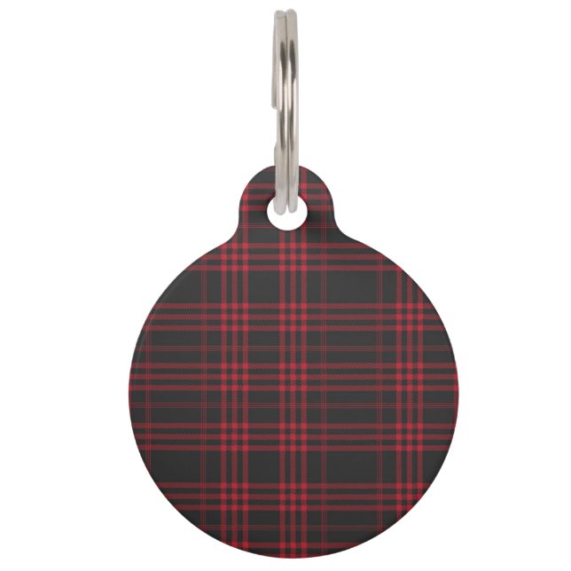 Black Watch Tartan Fabric Pattern Pet Tag (Front)