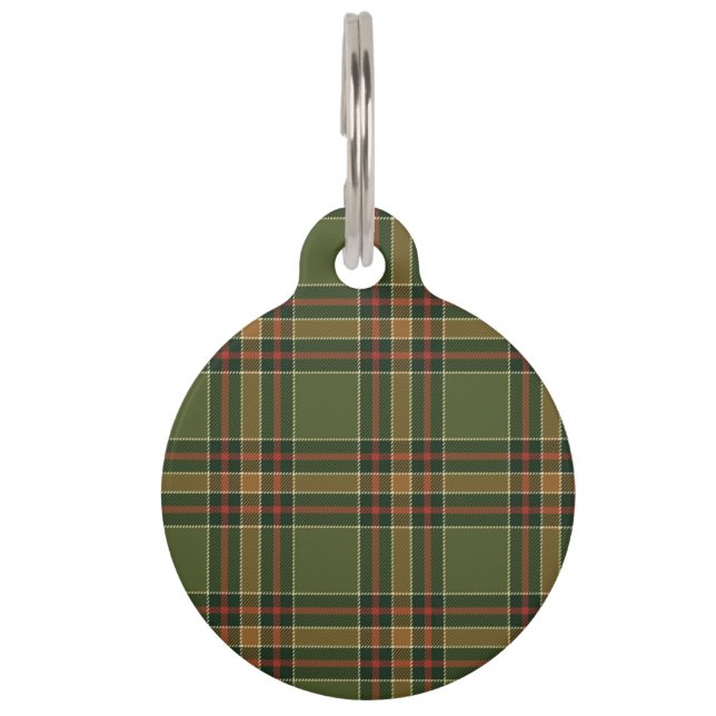 Black Watch Tartan Fabric Pattern Pet Tag (Back)
