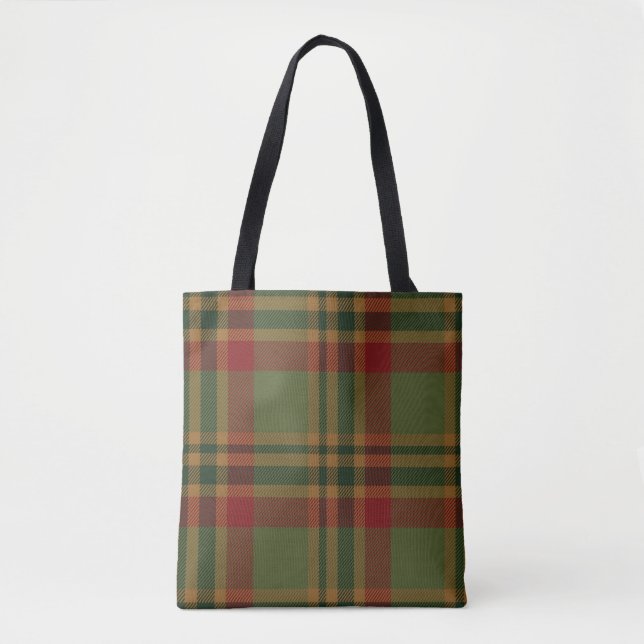 Black Watch Tartan Fabric Pattern Tote Bag (Front)