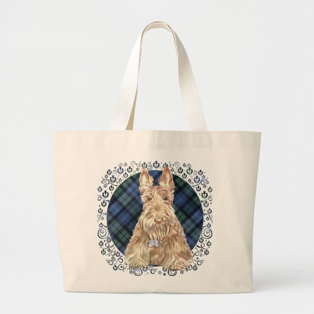 Black Watch Tartan Large Tote Bag (Front)