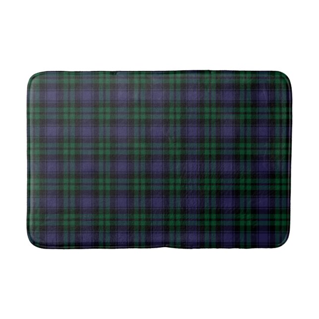 Black Watch Tartan, Plaid Bath Mat (Front)