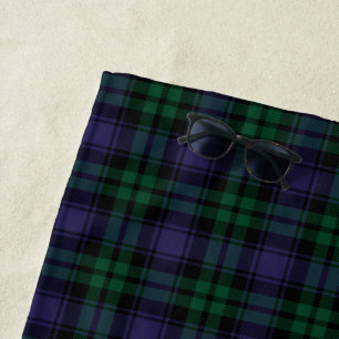 Black Watch Tartan, Plaid Beach Towel