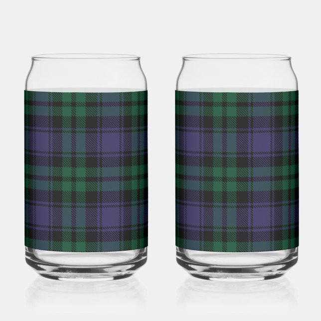Black Watch Tartan, Plaid Can Glass (Front)
