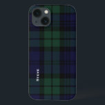 Black Watch Tartan Plaid iPhone 13 Case<br><div class="desc">Handsome iPhone case done in the dark blue and green Black Watch tartan plaid. Personalise the white text,  running down the left side,  for yourself or as a great gift idea. Stylish way to protect your electronic device.</div>