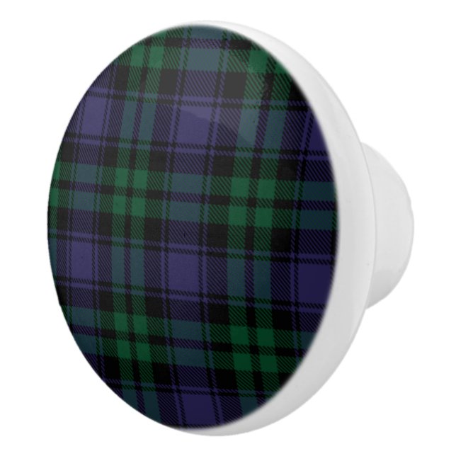 Black Watch Tartan, Plaid Ceramic Knob (Right)