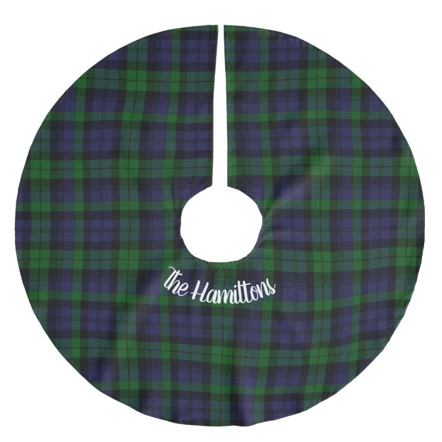 Black Watch Tartan Plaid Christmas Customisable  Brushed Polyester Tree Skirt (Front)