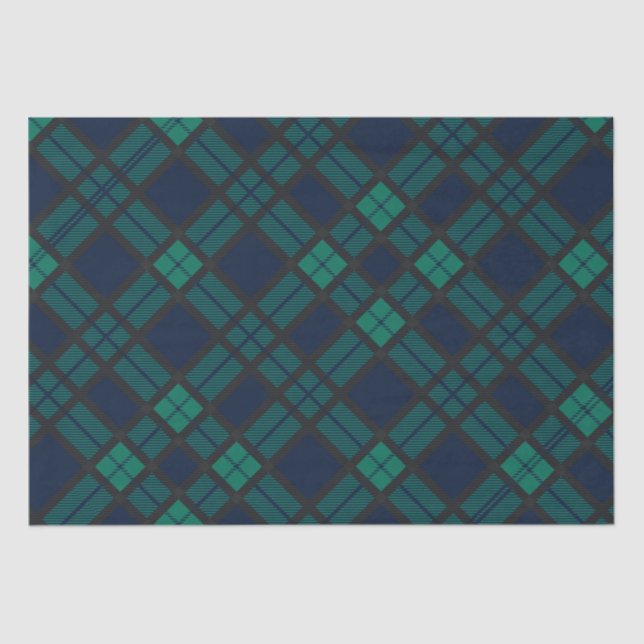 Black Watch Tartan Plaid Classic Blue Green Tissue Paper (Front)