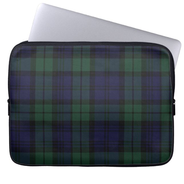 Black Watch Tartan Plaid Laptop Cover (Front)