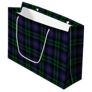 Black Watch Tartan, Plaid Large Gift Bag
