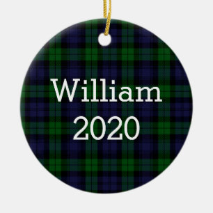 Black Watch Tartan Plaid Personalised Ceramic Ornament