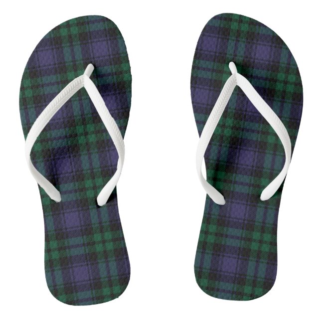 Black Watch Tartan, Plaid Thongs (Footbed)