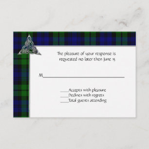 Black Watch Tartan Plaid Wedding RSVP Card
