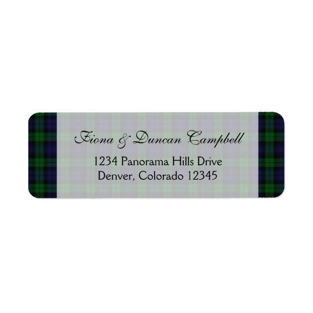 Black Watch Tartan Scottish Return Address Return Address Label (Front)