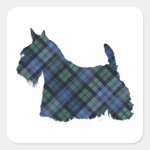 Black Watch Tartan Scottish Terrier Square Sticker