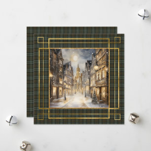 Black Watch Weathered Scottish Tartan Christmas Holiday Card