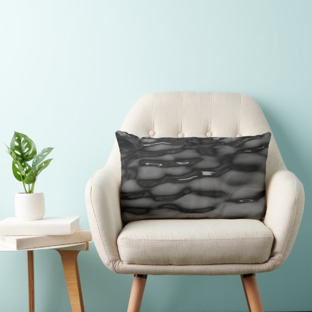 Black Water Waves Lumbar Cushion (Chair)