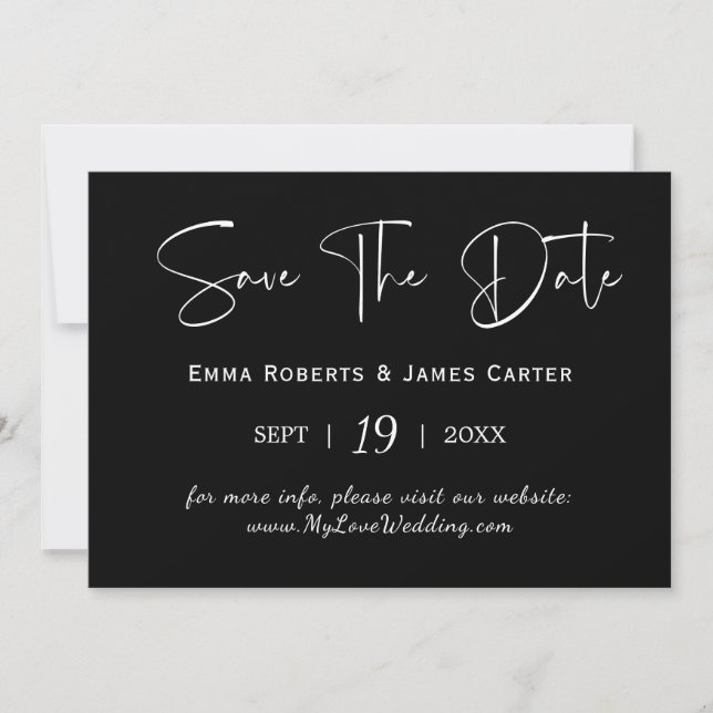Black Watercolor Coordinate  Save The Date (Front)