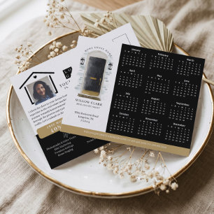 Black Watercolor Door Real Estate Calendar 2027 Postcard